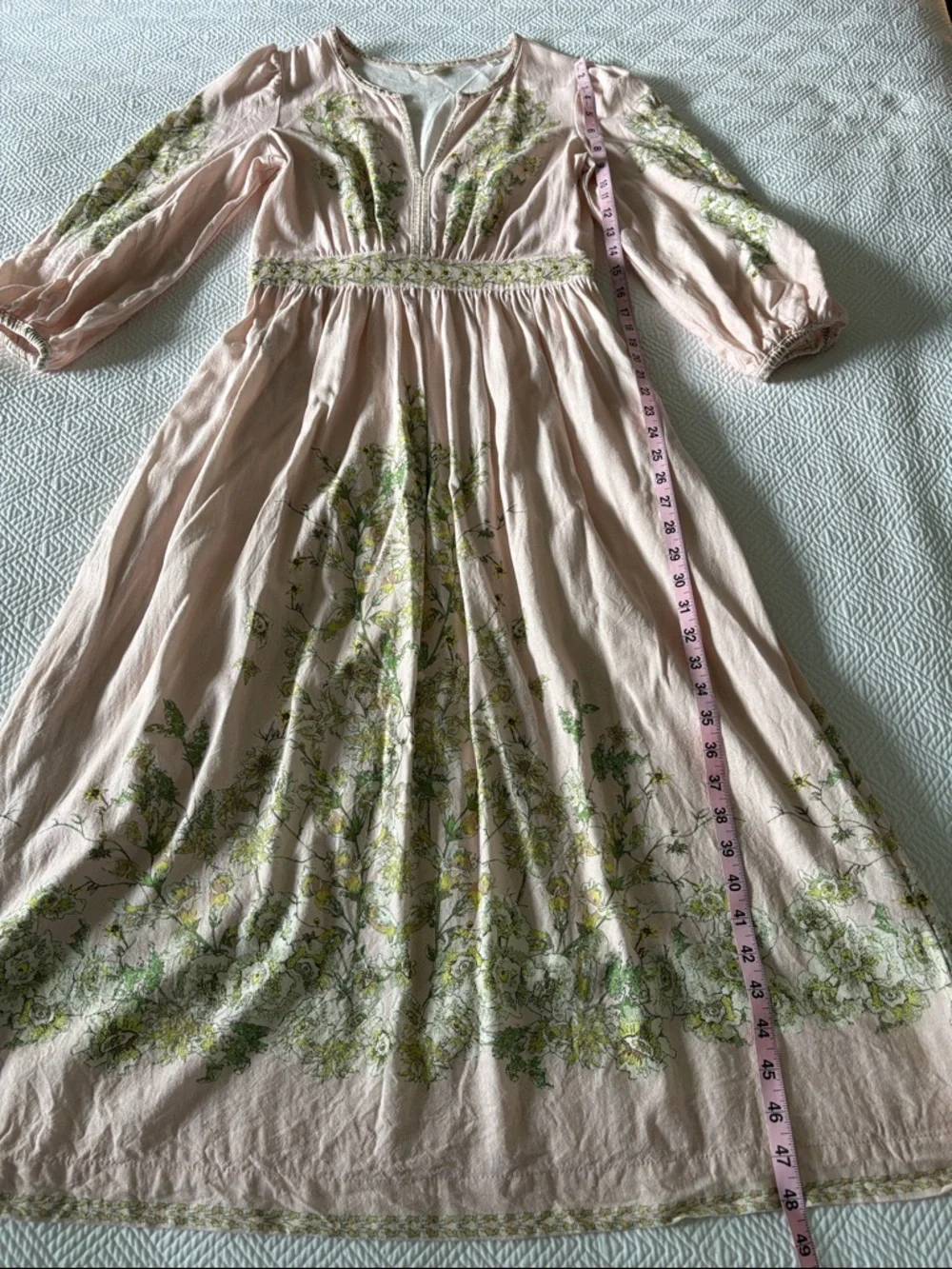 Blush Pink Floral Max Studio Maxi Linen Blend Dress - Picture 4 of 10